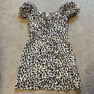 Aqua Black and Tan Animal Print Dress